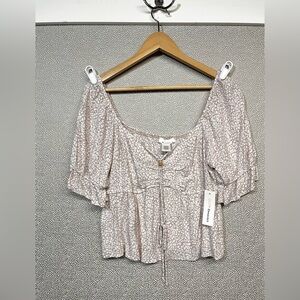 🆕 M Urban Romantics Babydoll Top Blush Pink Leopard NWT